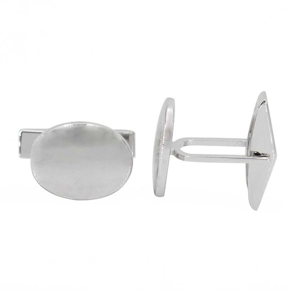 Sterling Silver Oval Cuff Links - Picture 1 of 2